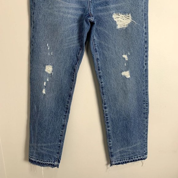 Madewell Womens Classic Straight Jeans Size 24 Distressed Raw Hem Straight Leg - Picture 12 of 14